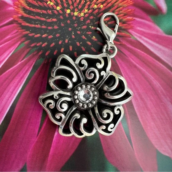 Brighton Silver Plated Flower Bag Charm - Picture 2 of 2